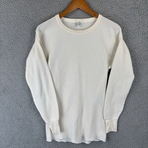 Vintage 80s Thermal Shirt Mens XL Beige Morgan Mills Long Johns Made USA